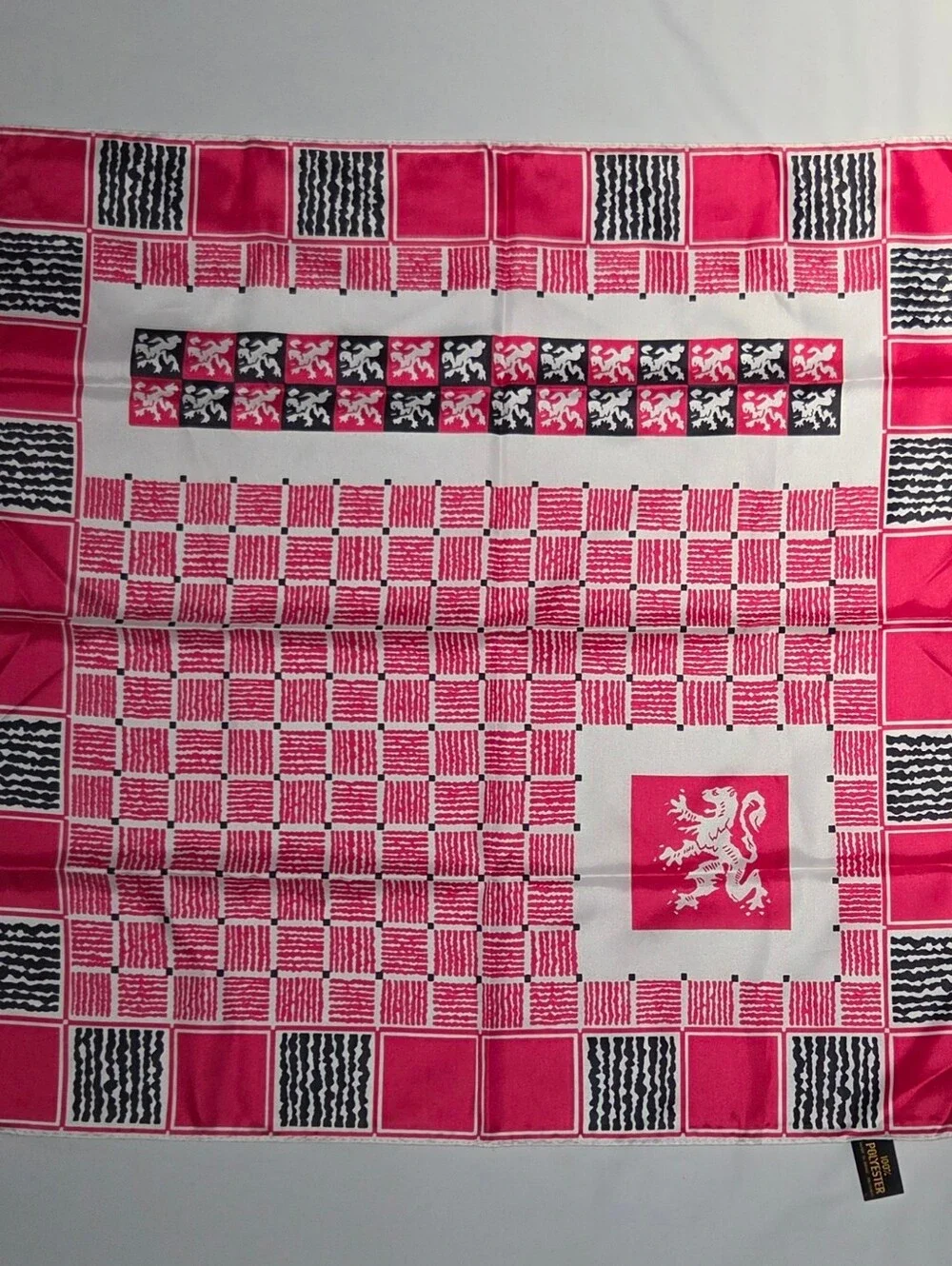 Vintage Polyester Made in Japan Lion Crest Scarf